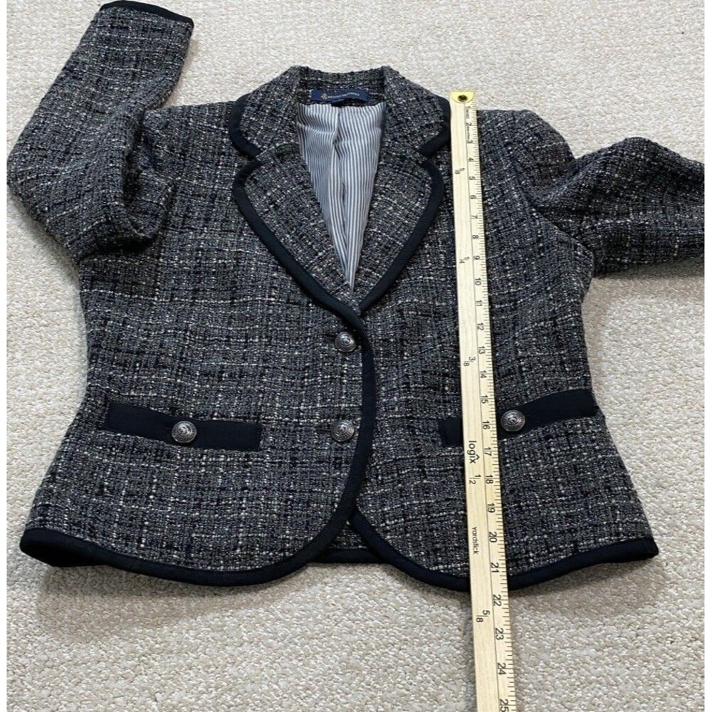 Brooks Brothers Bouclé Blazer Jacket Check Gray Black Women's Size 4 - Picture 12 of 16